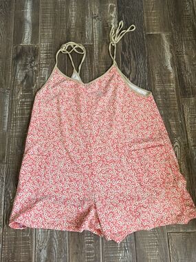 Pink Floral Tie-Strap Romper